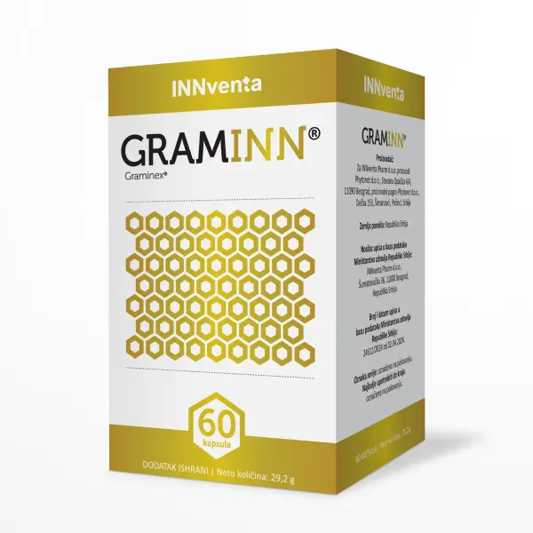 GRAMINN® 60 kapsula sadrži čist ekstrakt polena raži koji pomaže kod uvećane prostate, ublažava simptome prostatitisa i poboljšava funkciju mokrenja.
