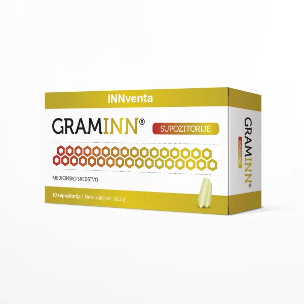 GRAMINN® supozitorije ublažavaju bol, peckanje i upalu kod prostatitisa, hemoroida i analnih fisura. Podstiču zarastanje i štite sluzokožu.
