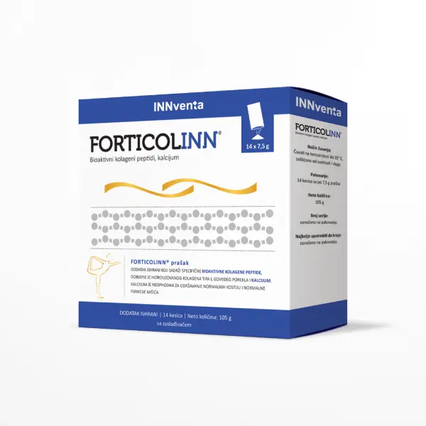 FORTICOLINN® je dodatak ishrani sa bioaktivnim kolagenim peptidima i kalcijumom koji pomaže u povećanju gustine kostiju, smanjuje rizik od preloma i pruža podršku kod osteopenije i osteoporoze.
